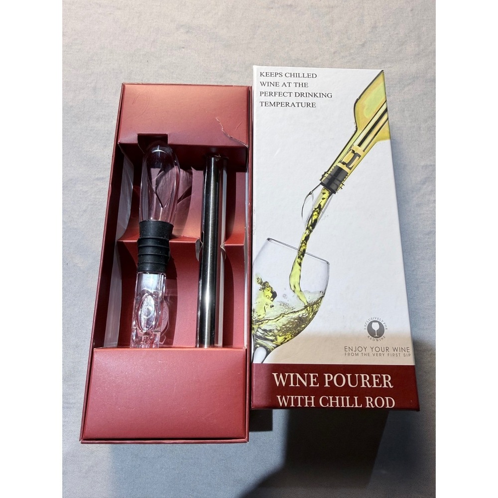Wine Pourer with Stainless Steel Chill Rod Cooling Aerator Set CYZ001-WC New - Picture 4 of 4